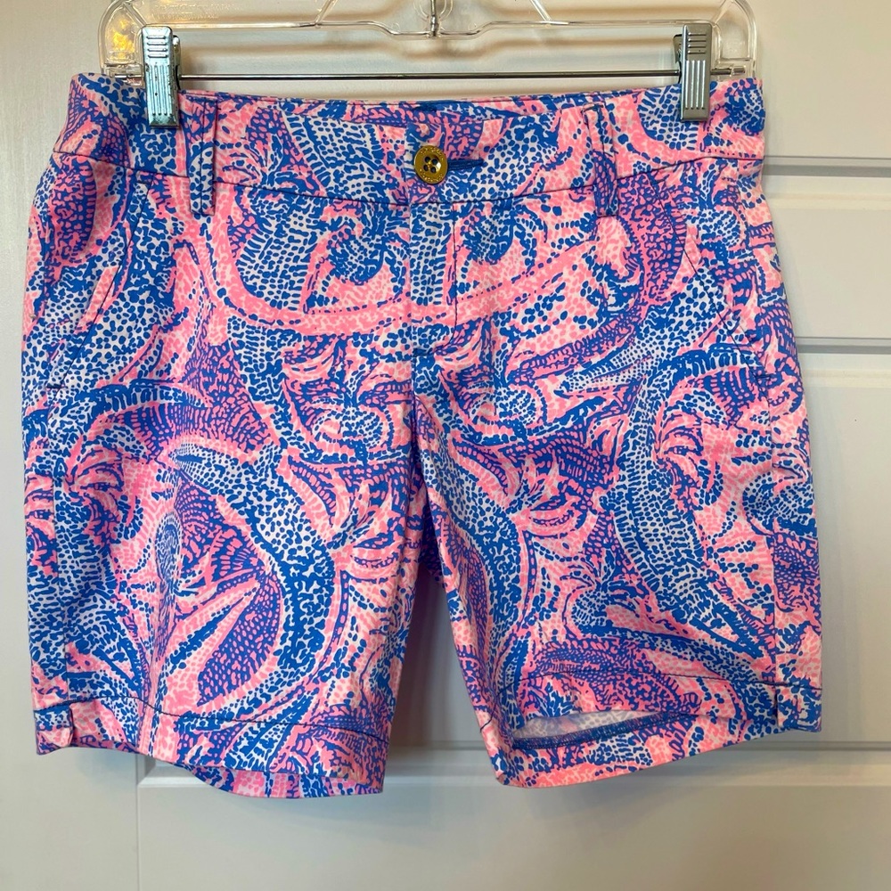 🌷Lilly Pulitzer Woman’s Jayne Short Coastal Shorts.Size:0 Blue/ Pink Preloved